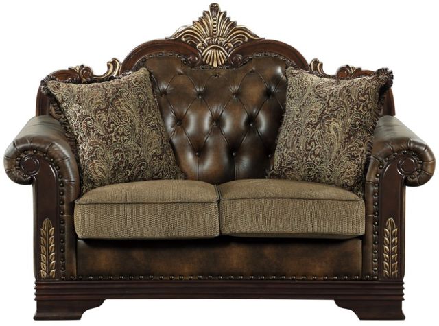 Homelegance® Croydon Brown/Dark Cherry Loveseat-2