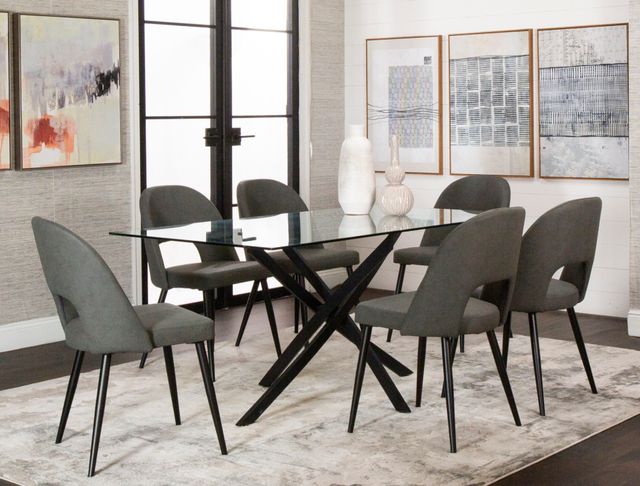 Cramco Lena Glass Top Dining Table with Matte Black Base-4