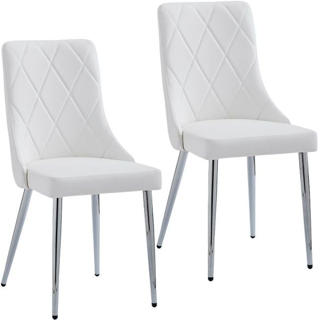 Worldwide Homefurnishings Inc. Devo 2-Piece Chrome/White Dining Side Chair Set-0