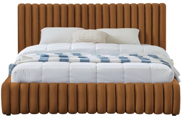 Meridian Furniture Nico Saddle Velvet Full Upholstered Panel Bed-1