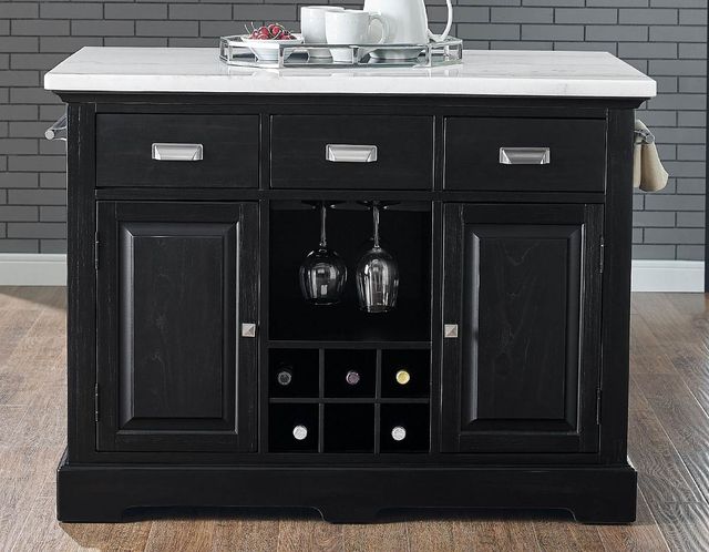 Steve Silver Co. Aspen 3-Piece Ebony Kitchen Island and Stools-1
