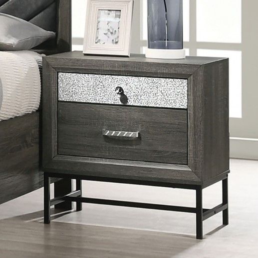 Furniture of America® Voleta Gray Nightstand-2