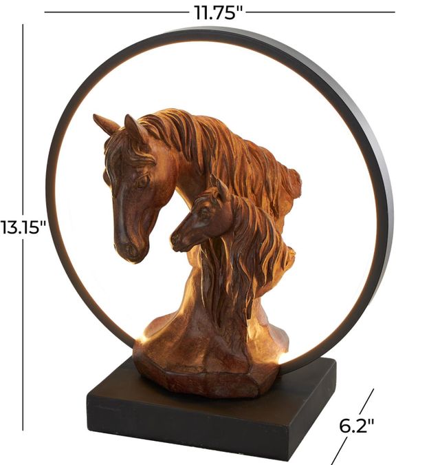 Deco Marche Copper Horse Family Room Table Lamp with Circle and Square Base-3