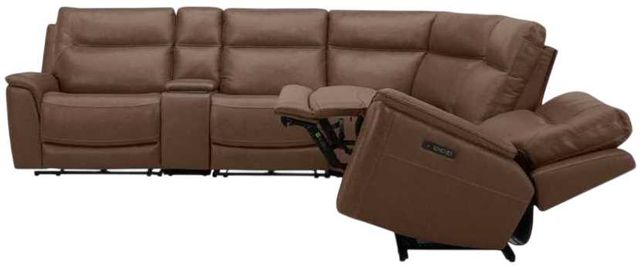 Liberty Furniture Collins 6-Piece York Chestnut Leather Power Reclining Sectional-4