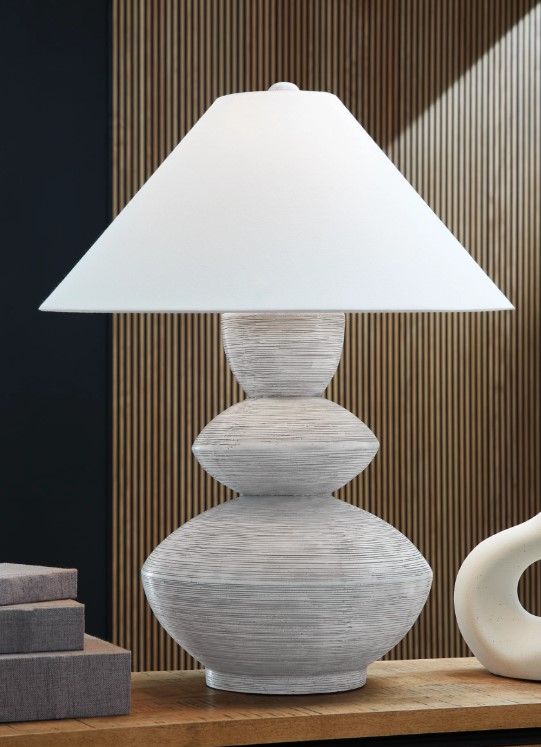 Signature Design by Ashley® Brickdon Distressed White Table Lamp-2