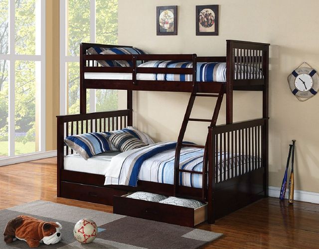 IFDC Espresso Youth Single/Double Bunk Storage Bed-2