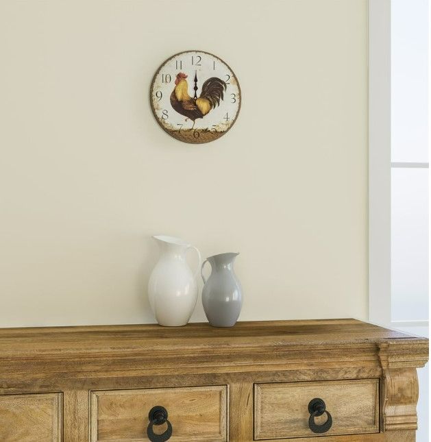 YHD Beige/Brown Circular Wooden Wall Clock-1