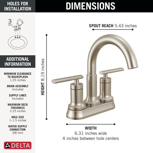 Delta Altado™ Stainless 2-Handle Centerset Bathroom Faucet-3