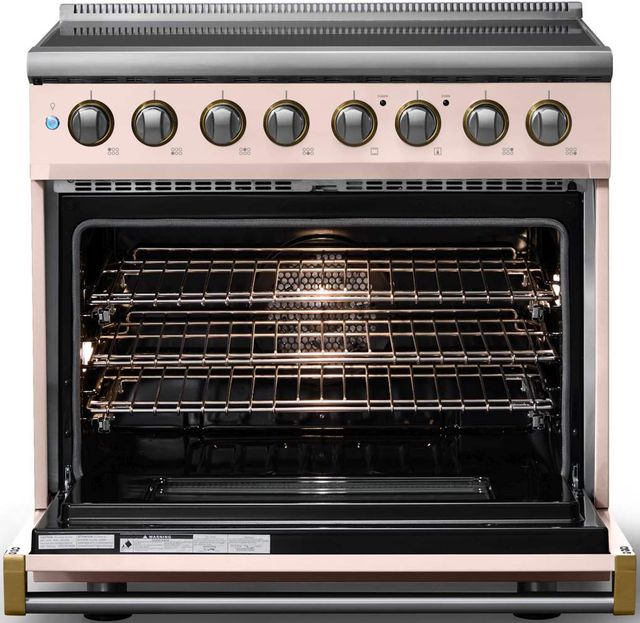 Viking® 5 Series 36" Blush Pro Style Induction Range with Brushed Brass Trim-1