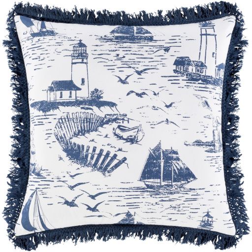 Surya Castaway Navy 18"x18" Toss Pillow with Down Insert-0