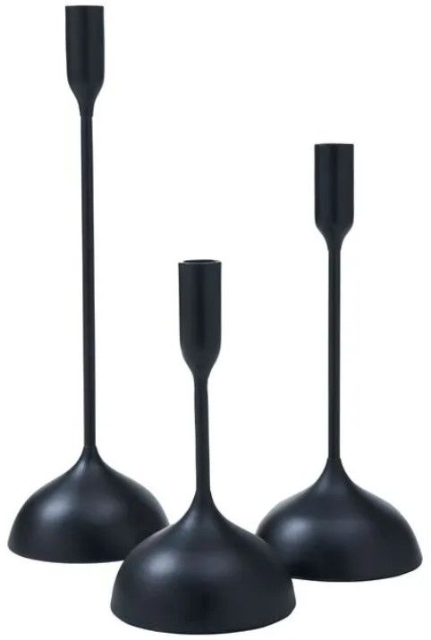 Renwil® Chambers 3-Piece Matte Black Candle Holder Set-0