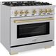 ZLINE Select Autograph Edition 36" Stainless Steel Pro Style Dual Fuel Range with Champagne Bronze Accents-2