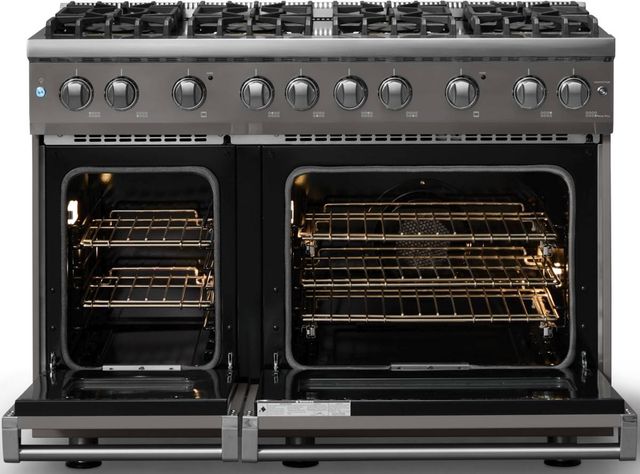 Viking® 5 Series 48" Damascus Gray Pro Style Gas (NG) Range with Polished Chrome Trim-1