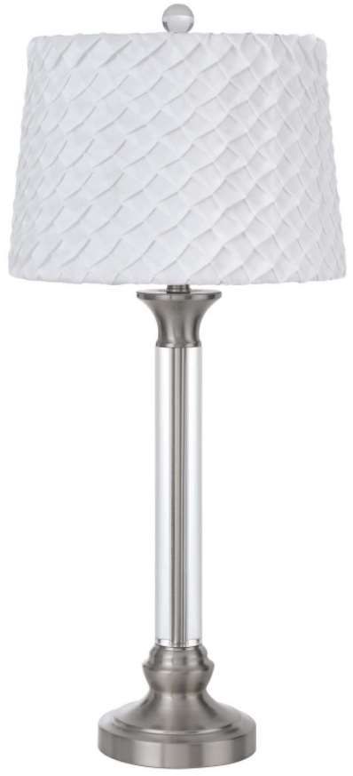 Cal® Lighting & Accessories Ruston Brushed Steel/White Table Lamp-0