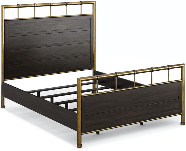 Flexsteel® Cologne Dark Brown/Gold Queen Metal Framed Bed-2