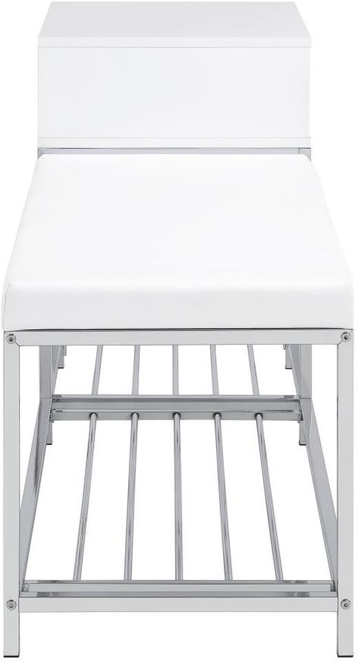 Coaster® Siega Chrome/White High Gloss Shoe Storage Entryway Bench with Cabinet-4