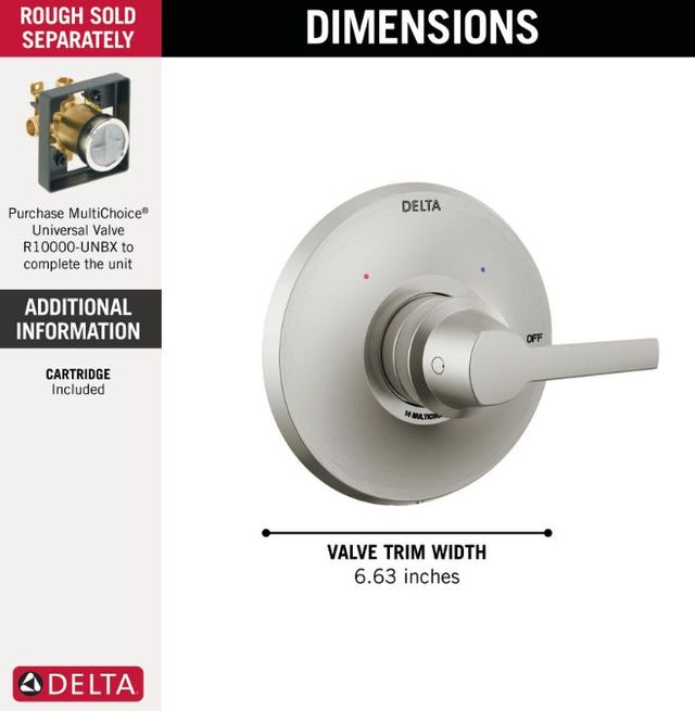 Delta Galeon® 14 Series Lumicoat® Stainless Valve Only Trim-3