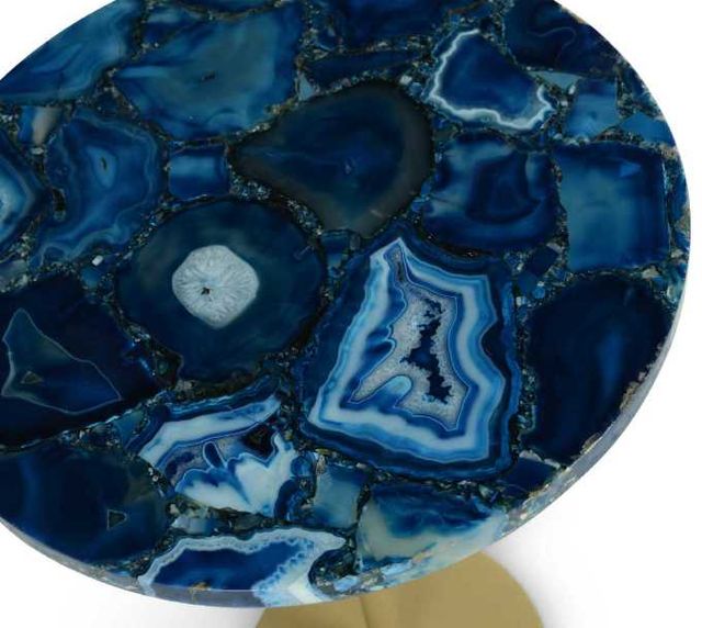 Steve Silver Co. Oceana Blue Side Table with Gold Base-2