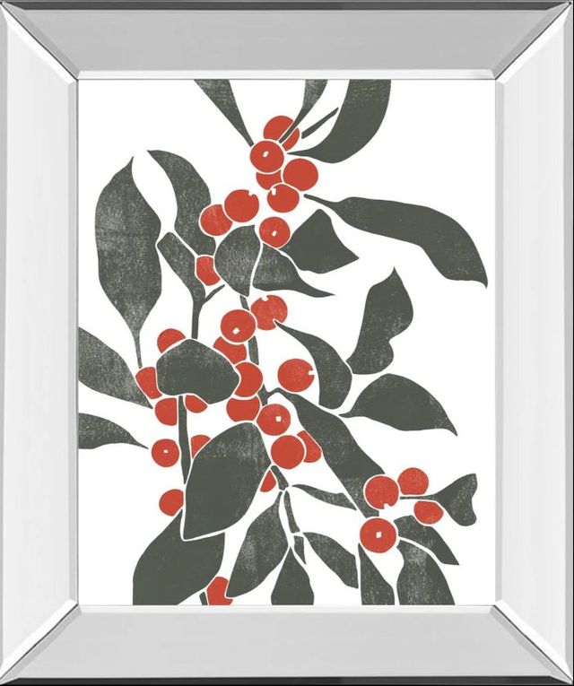 Classy Art Colorblock Berry Branch IV by Emma Scarvey Mirror Framed Wall Art-0