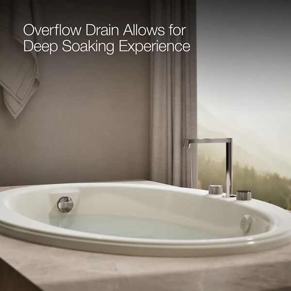KOHLER® Sunward® Biscuit 60" x 42" Drop-In Heated BubbleMassage™ Air Bath-4