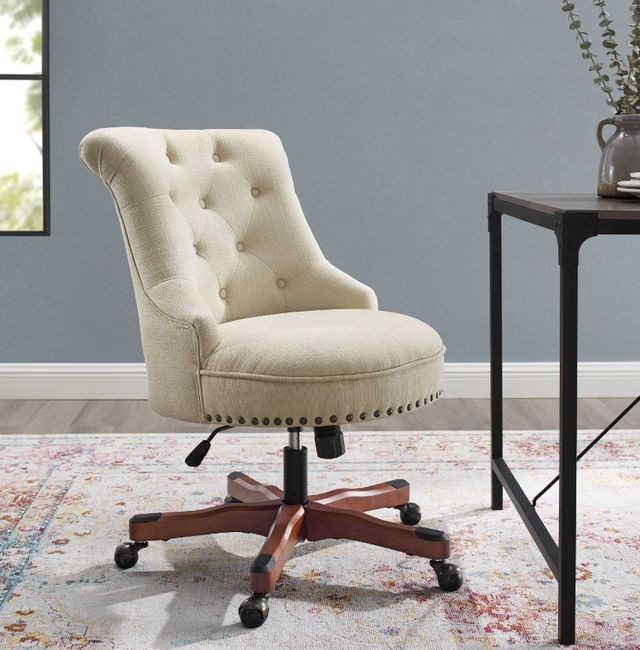 Linon Sinclair Beige/Dark Walnut Office Chair-2