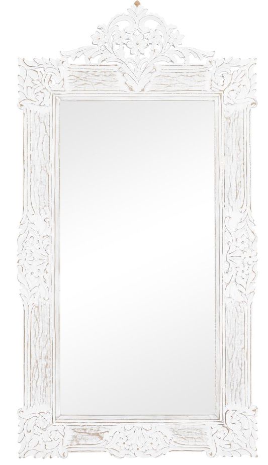 Deco Marche White Floral Intricately Carved Acanthus Wall Mirror-0