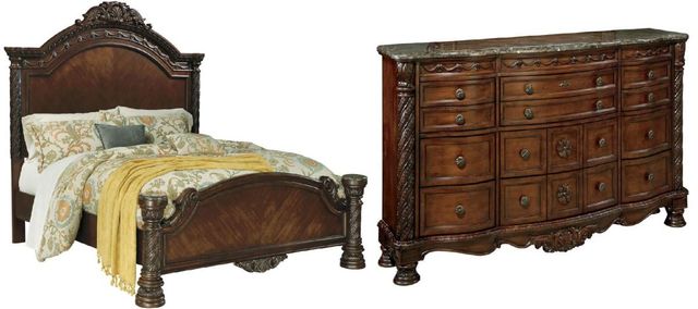 Millennium® by Ashley® North Shore 2-Piece Dark Brown King Panel Bed Set-0