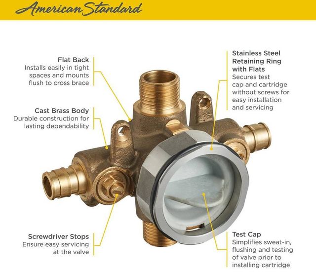 American Standard Flash® Shower Rough-In Valve with PEX Inlets/Universal Outlets and Screwdriver Stops for Cold Expansion System-3