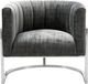 TOV Furniture Magnolia Slub Grey Chair with Silver Base-0