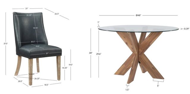 Powell® Auden 5-Piece Navy/Natural Dining Set-4