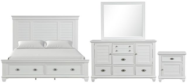 New Classic® Home Furnishings Jamestown 4-Piece White California King Storage Bedroom Set-0