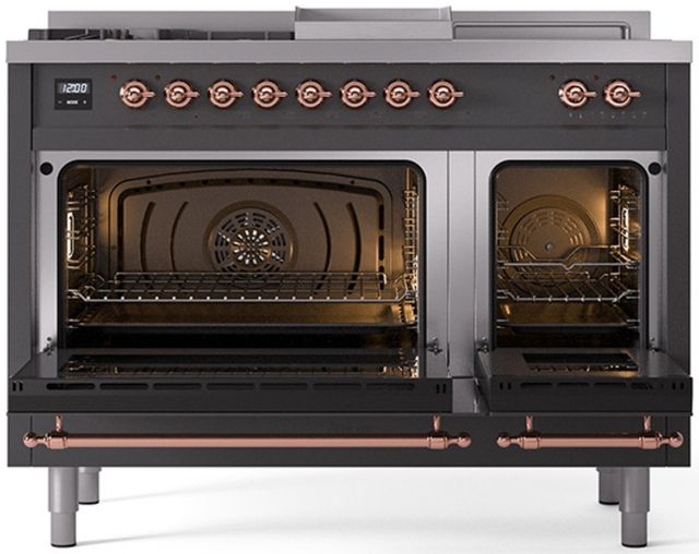 Ilve® Nostalgie II Series 48" Graphite Matte Pro Style Dual Fuel Range-1