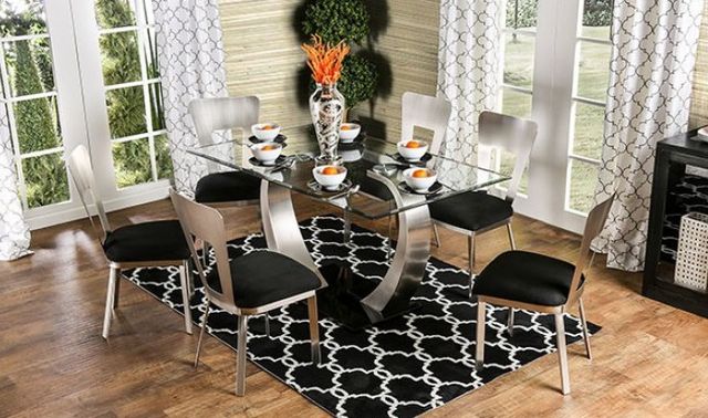 Furniture of America® Nova 2-Piece Black/Silver Dining Side Chair Set-1