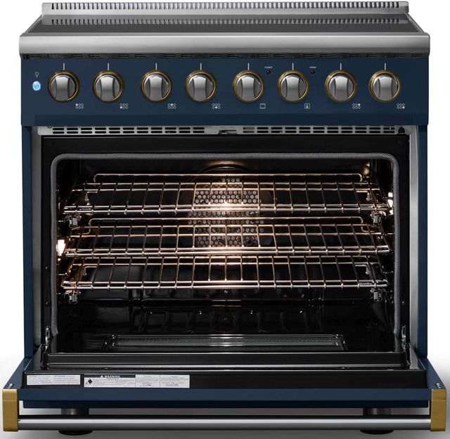 Viking® 5 Series 36" Slate Blue Pro Style Induction Range with Brushed Brass Trim-1