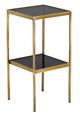 Currey & Company Silas Smoke Accent Table with Antique Brass Frame-1