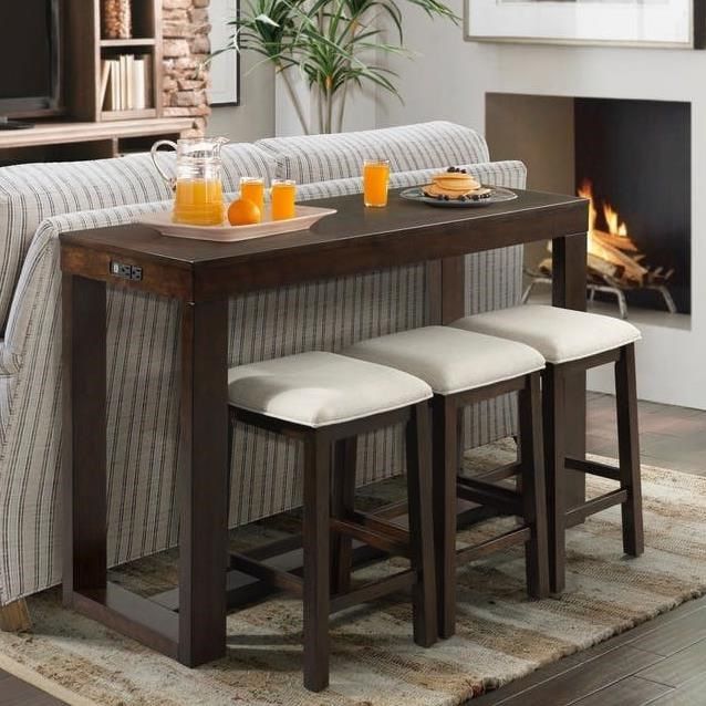 Elements International Hardy 4-Piece Cherry Bar Table Set-3