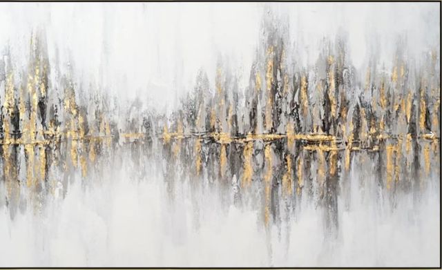 Classy Art Style 14 Hand Painted Textured Canvas with Foil Wall Art-1
