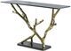 A & B Home Black Glass Top Console Table with Polished Gold Base -0