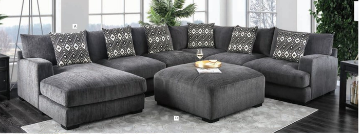 Furniture of America Kaylee Gray U Shaped Sectional With Ottoman Kusel s Furniture Appliance