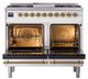 Ilve® Nostalgie II Noblesse 40'' White Pro Style Dual Fuel Range with Brass Trim-2