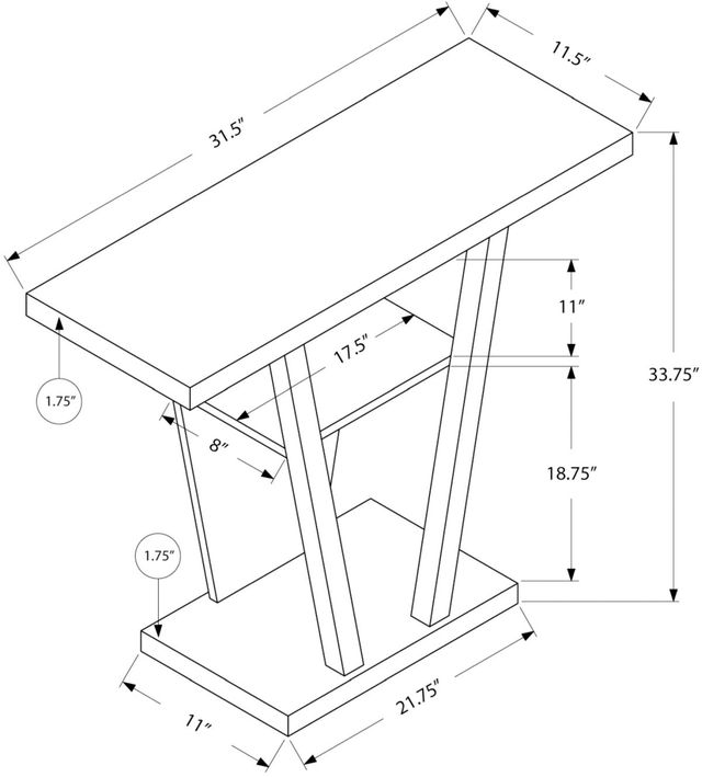 Monarch Specialties Inc. 32"L White Hall Console Table -3
