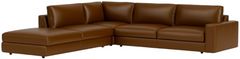 EQ3 Customizable Cello Plush 3-Piece Leather Left-Arm Facing Sofa Sectional and Backless Chaise with Straight Arm
