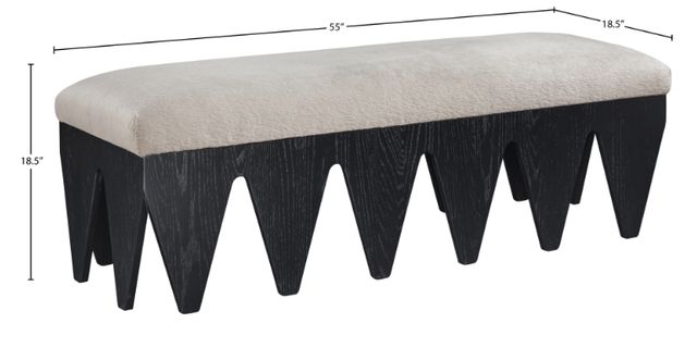 Meridian Furniture Altair Black/Beige Velour Fur Fabric Upholstered Bench-3