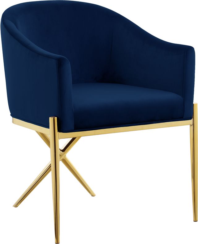 Meridian Furniture Xavier Navy/Gold Velvet Dining Chair-0
