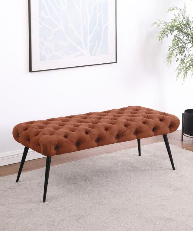 Coaster® Ella Black/Rust Upholstered Bench-4