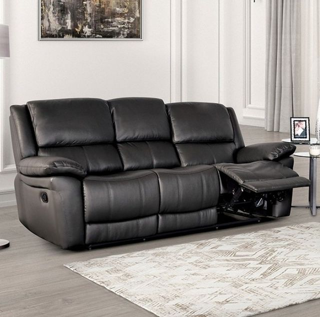 Furniture of America® Glarus Black Sofa Manual Recliner-2