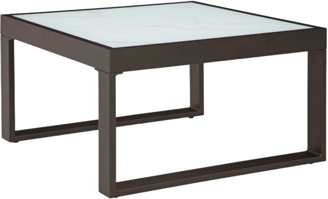 Signature Design by Ashley® Beachloft Glass Top Outdoor Aluminum Cocktail Table with Black Base-0