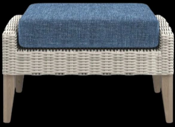 New Classic® Home Furnishings Carezza 5-Piece Dark Blue/Gray Fabric/Wicker Outdoor Conversation Set-4
