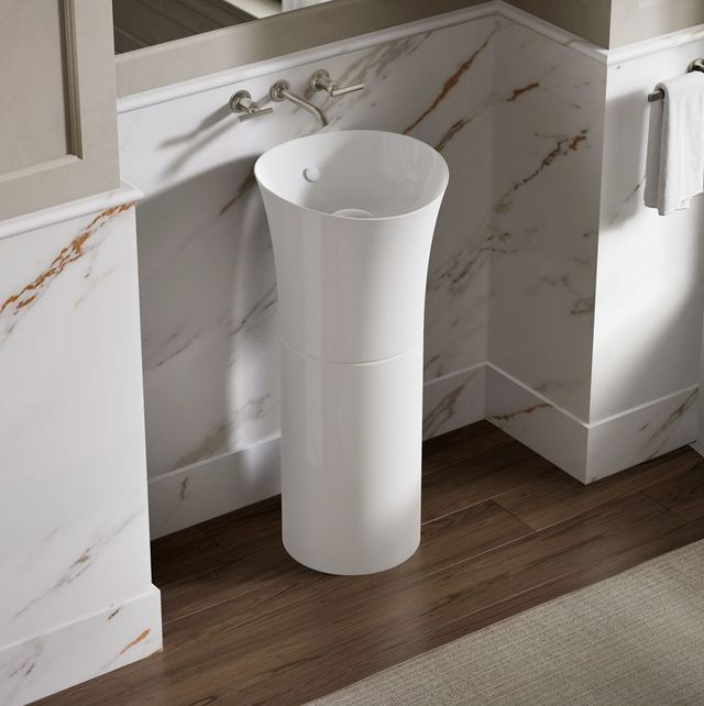 Kohler Veil™ White 12.25" Pedestal Bathroom Sink-1