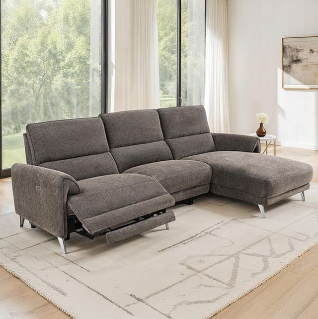 Furniture of America® Brande Brown Power Reclining Sectional with Right Chaise-0